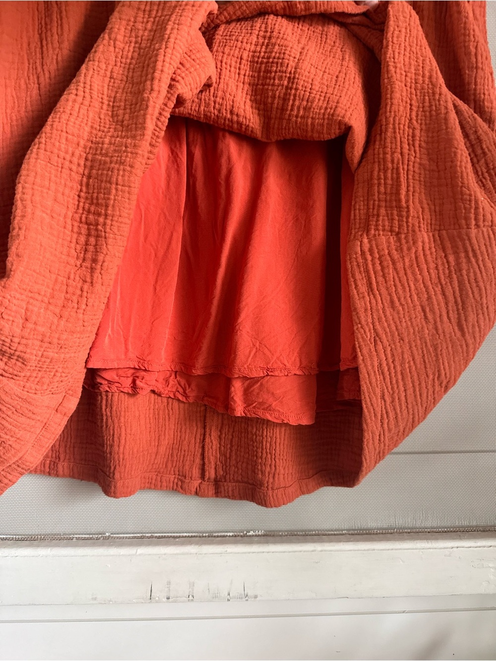 Pink Lily Gauzy Babydoll Dress in Burnt Orange - Picture 3 of 7